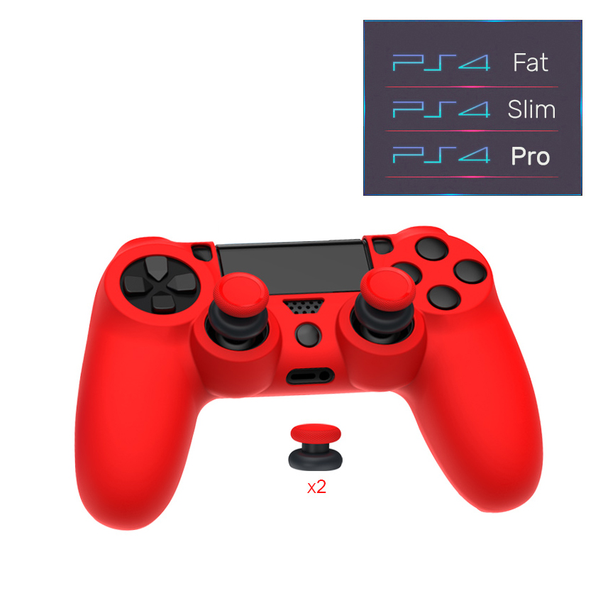 

Силиконовый защитный красный чехол и накладки на стики (thumb grips) DOBE для геймпада DualShock 4 консоли Sony PlayStation 4 (PS4 PRO / PS4 Slim / PS4 Fat)