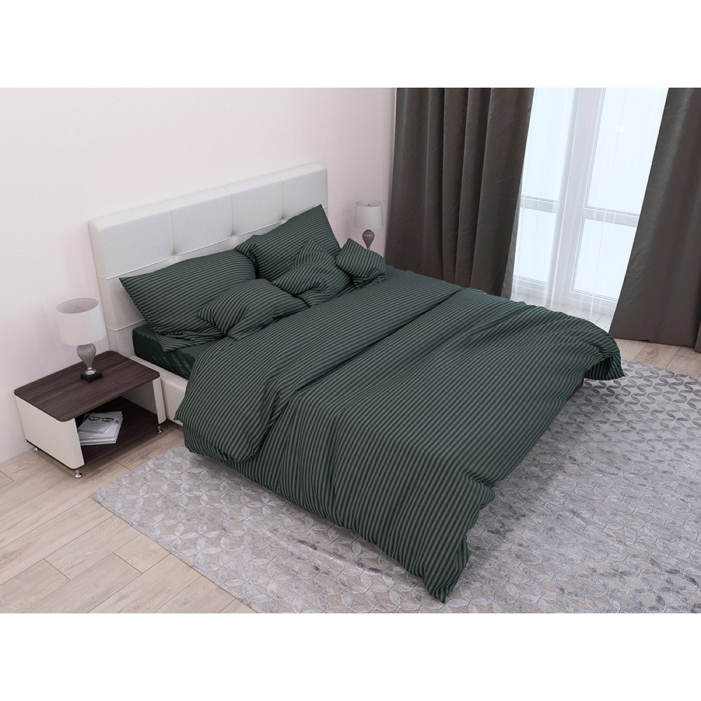 

Комплект постельного белья Stripe Dark-green SoundSleep сатин-страйп темно-зеленый евро