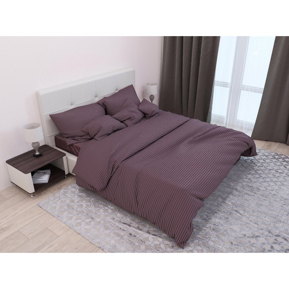 

Комплект постельного белья Stripe Brown SoundSleep сатин-страйп шоколад евро