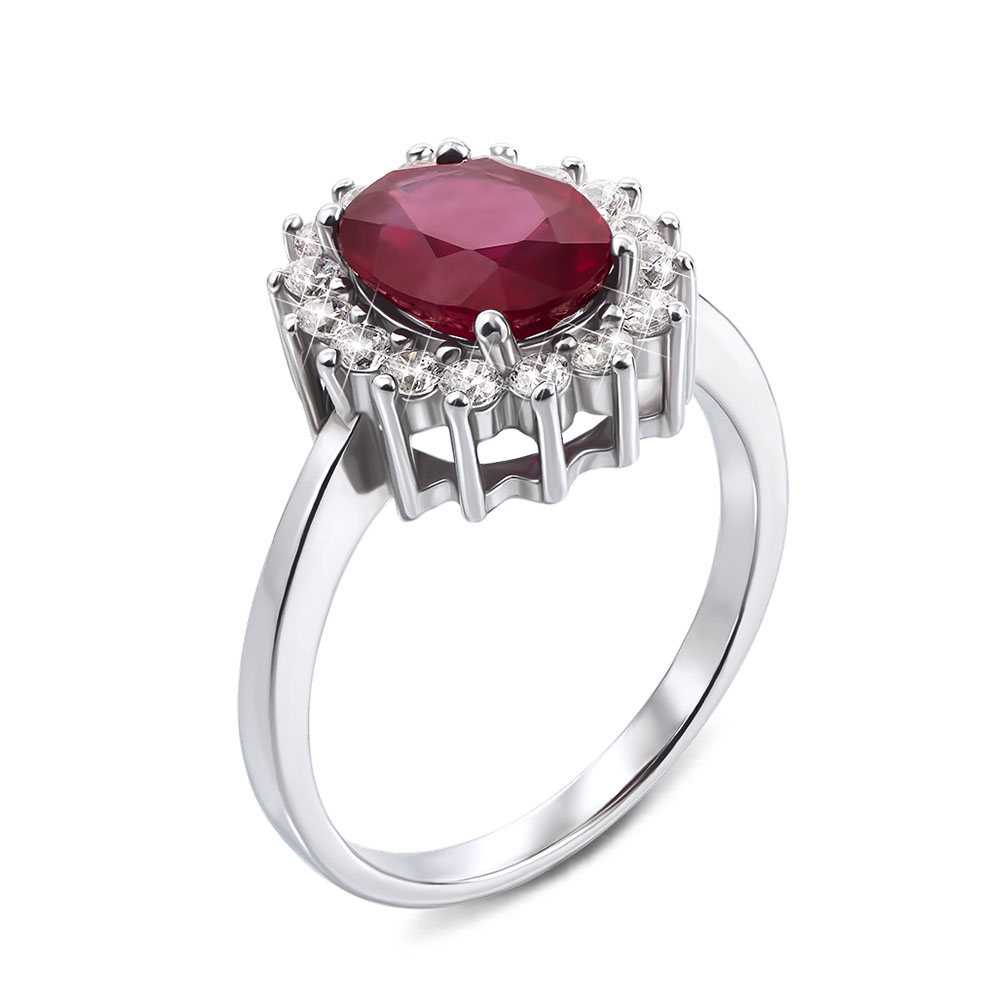

Серебряное кольцо с рубином и фианитами 000132139 17 размера