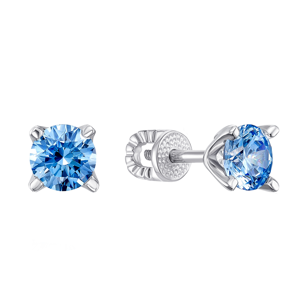 

Серебряные серьги-пуссеты с голубыми фианитом S Zirconia 000126845
