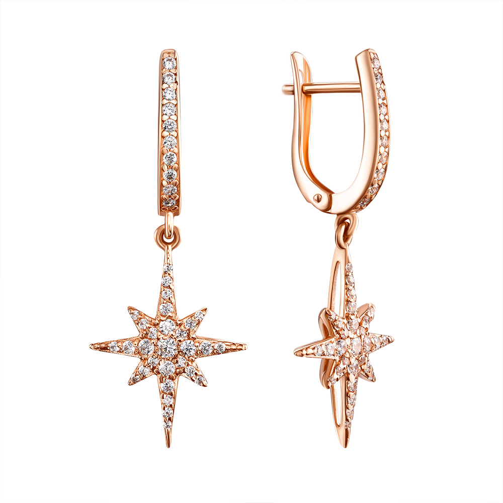 

Серьги-подвески из красного золота с фианитами 000138479