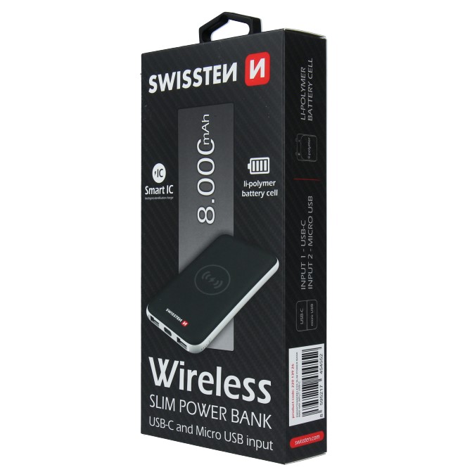 

Павербанк SWISSTEN WIRELESS SLIM 8000 mAh USB-C INPUT 22013926 (bc-370067)