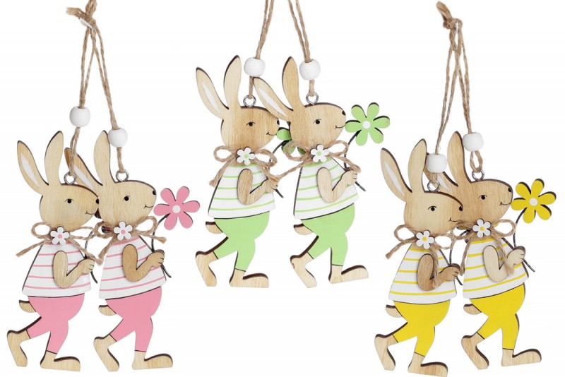 

Декоративное пасхальное украшение на подвесе BonaDi Зайчик 781-972, 12шт. 12см (MR44243)