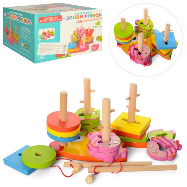 

Деревянная игрушка Геометрика с рыбалкой на подставке Wooden toy (T - 0902-61639)