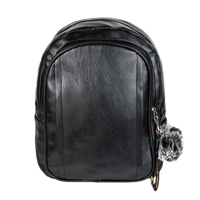 

Рюкзак городской BackPack Пушистик Кожзам 28х23х10 см Чёрный с чёрными вставками