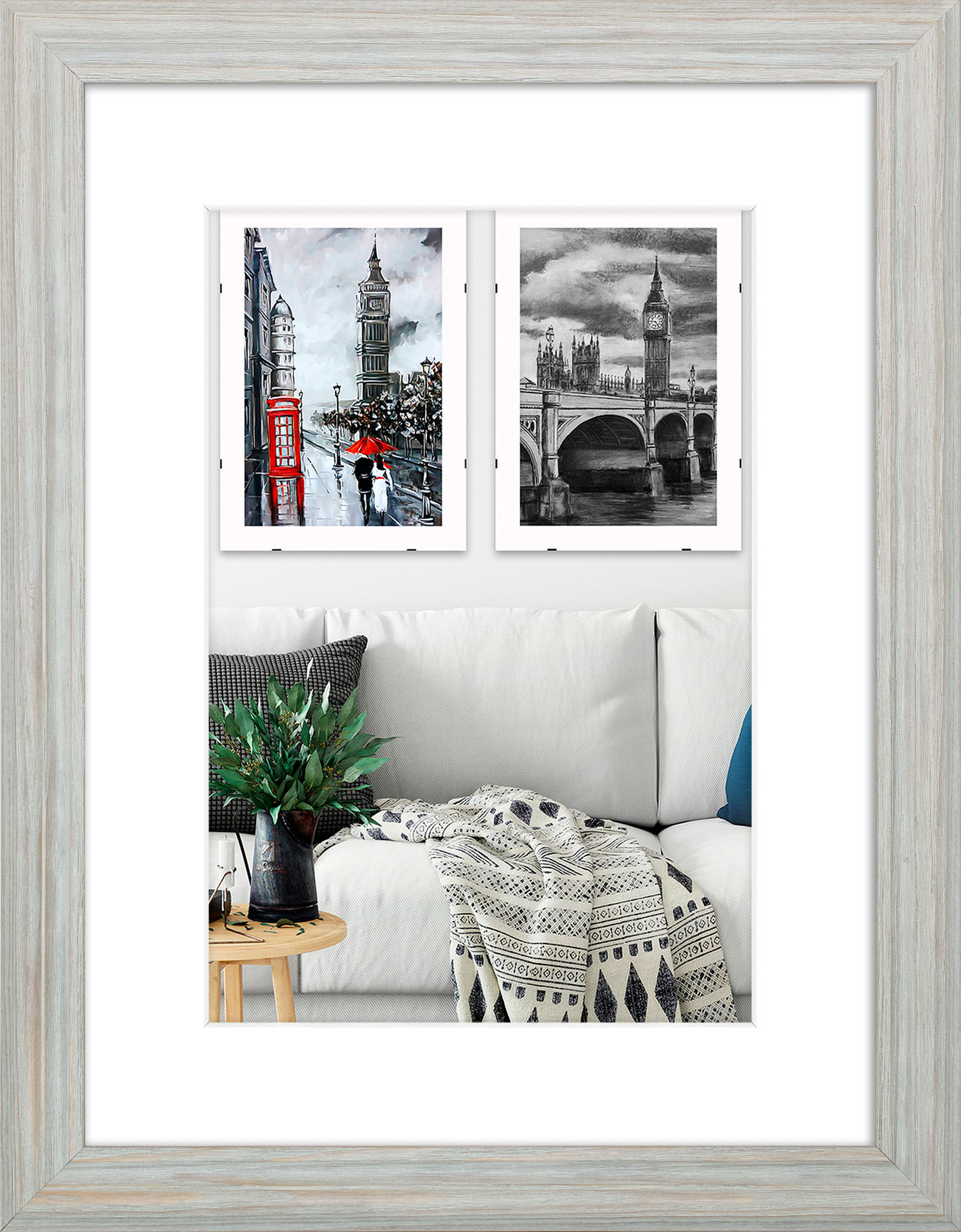 

Фоторамка деревянная 30х40 под фото 20х30 багет: DL3303-01 Прованс (глянцевое стекло 1-1.5мм, двп, паспарту) EmojiFrame