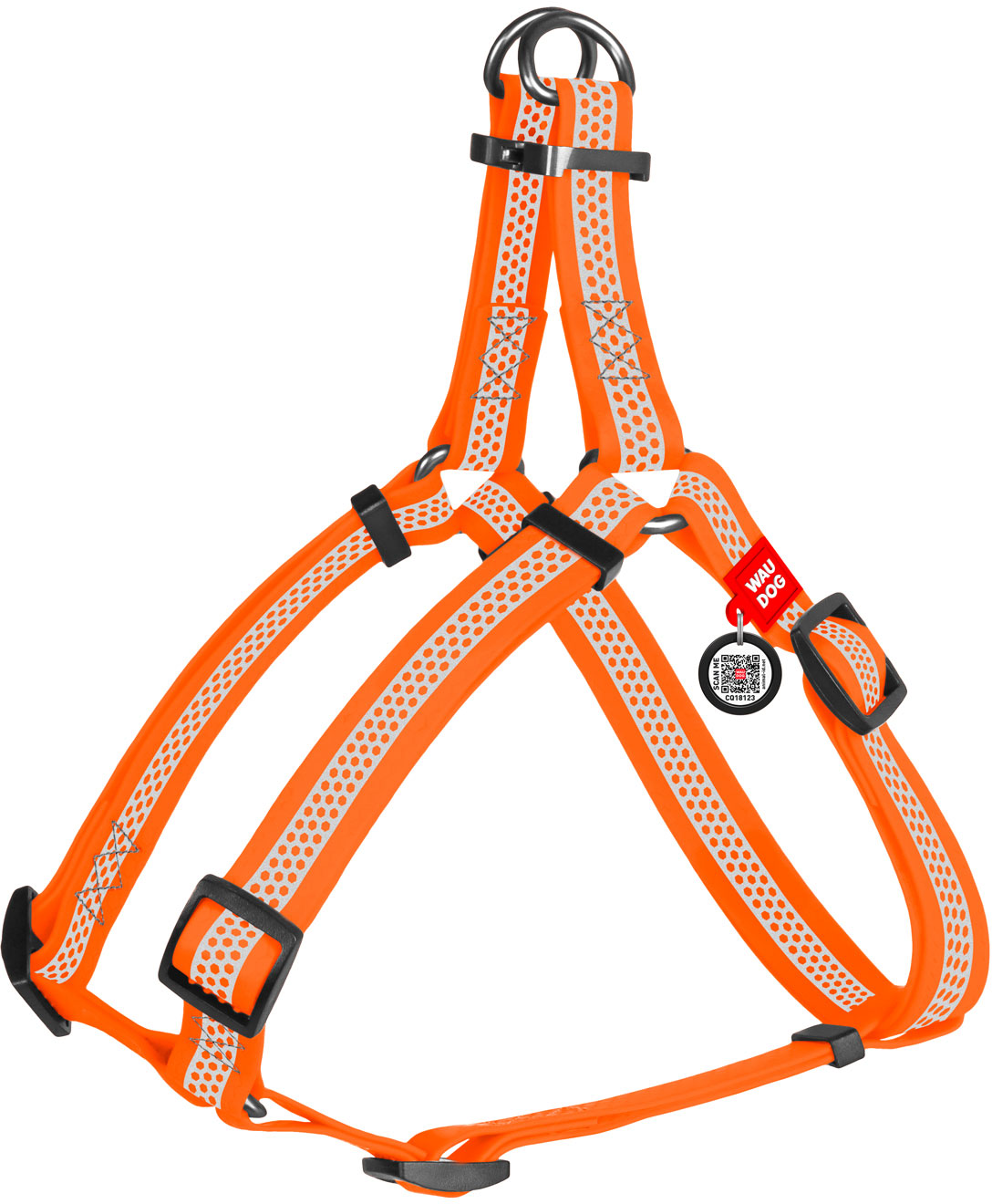 

Шлея для собак водостойкая Coller WAUDOG Waterproof с QR паспортом Оранжевая