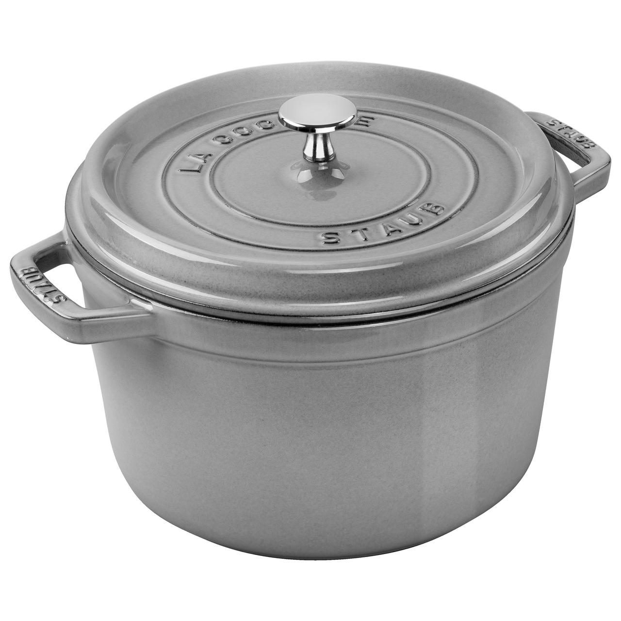 

Кастрюля чугунная эмалированная Staub высокая с крышкой 4.8 л 24 см графит 125092418-В