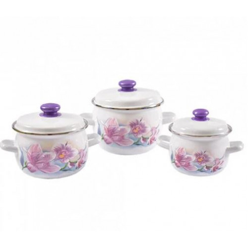 

Набор кастрюль №928 Сиреневая орхидея НТЗ
