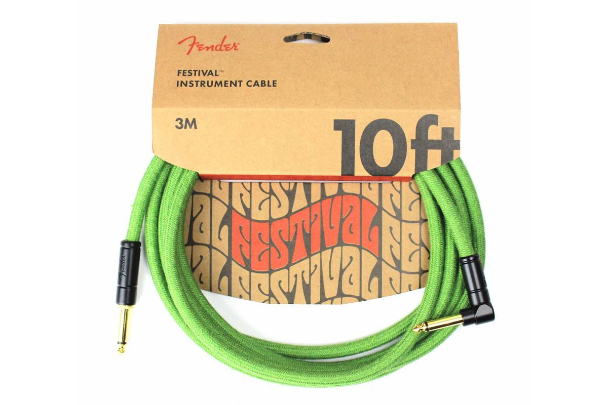 

Кабель инструментальный Fender 10' ANGLED FESTIVAL INSTRUMENT CABLE PURE HEMP GREEN