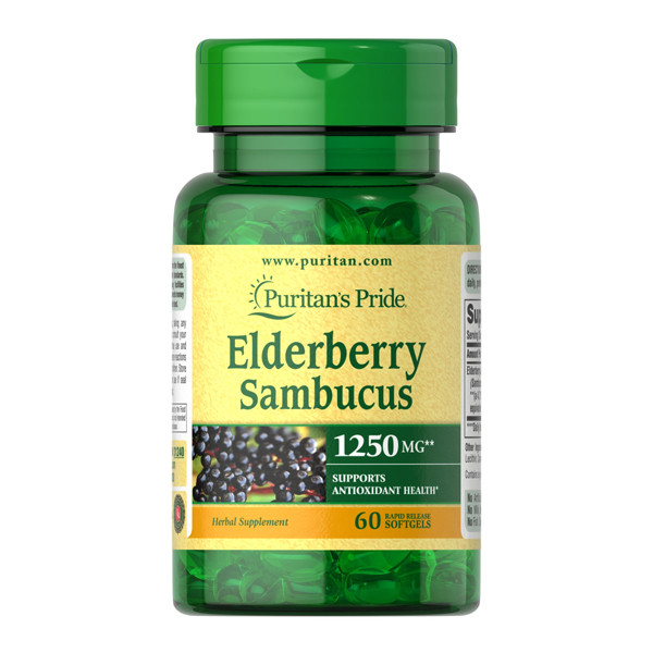 

Витамины Puritan's Pride Elderberry Sambucus 1250 мг 60 капсул