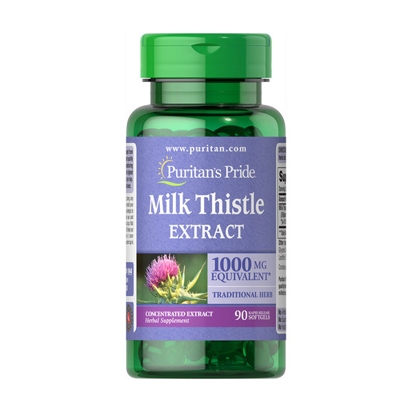 

Натуральный экстракт Puritan's Pride Milk Thistle 4:1 Extract 1000 мг Silymarin 90 капсул