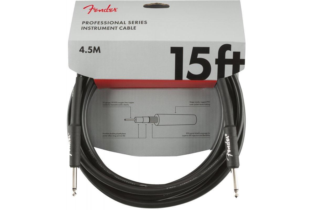 

Кабель инструментальный Fender CABLE PROFESSIONAL SERIES 15' BLACK