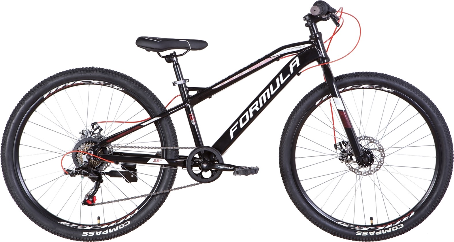 

Велосипед Formula Blackwood DD 26" 13" 2022 Черно-белый с красным (OPS-FR-26-620)