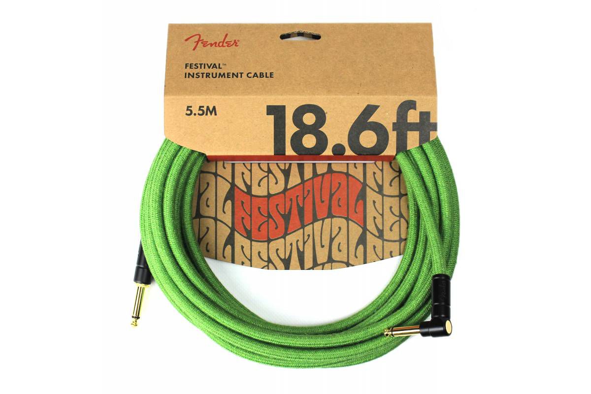 

Кабель инструментальный Fender 18.6' ANGLED FESTIVAL INSTRUMENT CABLE PURE HEMP GREEN