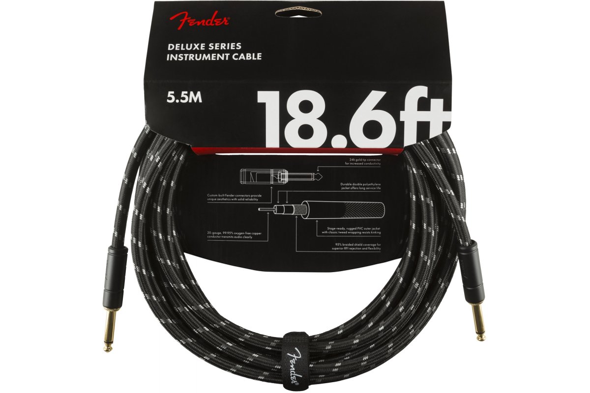 

Кабель инструментальный Fender CABLE DELUXE SERIES 18.6' BLACK TWEED