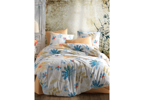 

Комплект постельного белья Majoli Moderna flowers v1 Mavi 200x220 Разноцветный