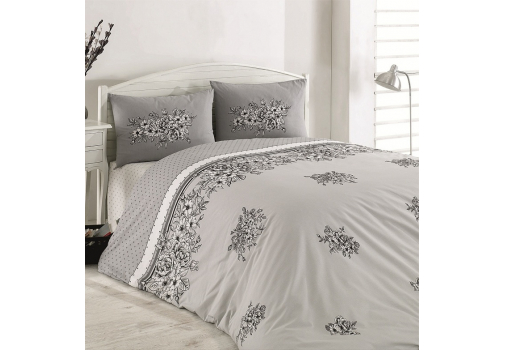 

Комплект постельного белья Majoli Spring Grey 200x220 Серый