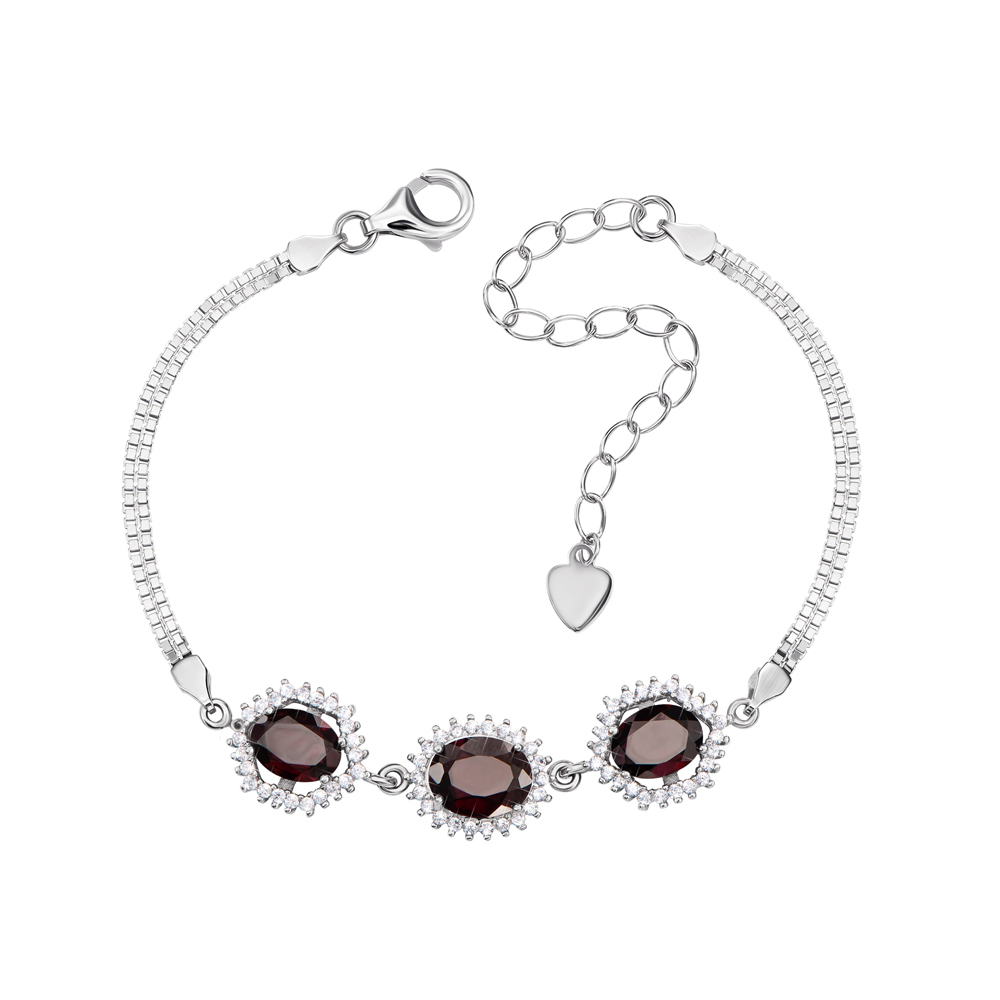 

Серебряный браслет с гранатами и фианитами 000133658 16.5 размера