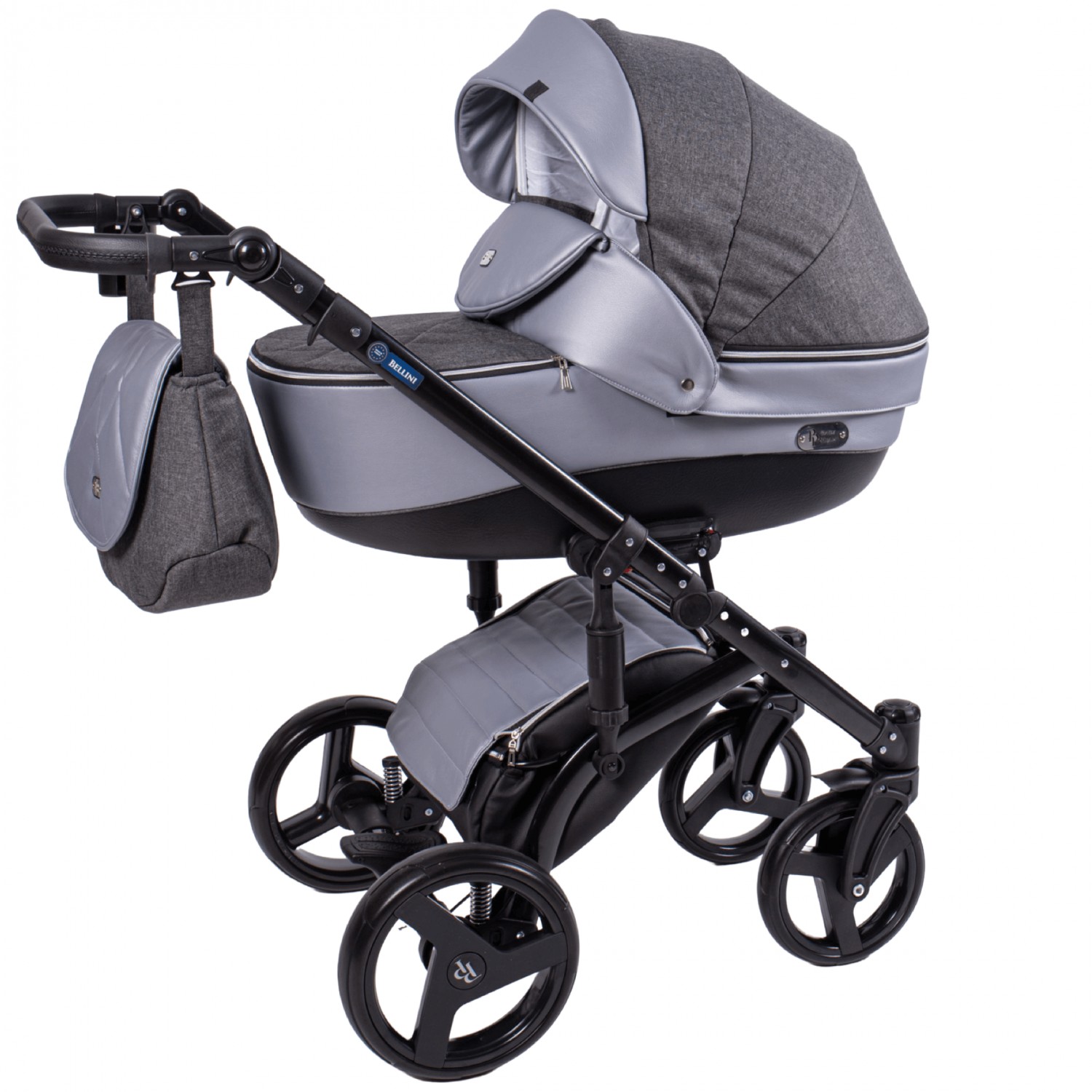 

Універсальна коляска 2 в 1 Baby Pram Bellini Еко-шкіра + Тканина (Сірий + Темно Сірий)