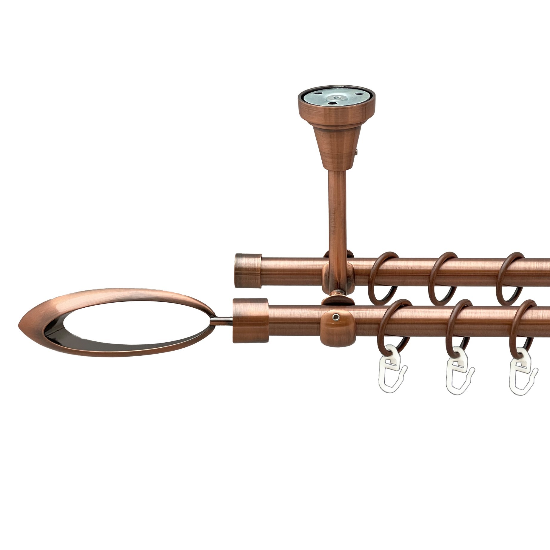 

Карниз Orvit Венеція металевий дворядний відкритий до стелі гладка труба кільце металеве Мідь 16\16 мм 280 см (00-00020068)