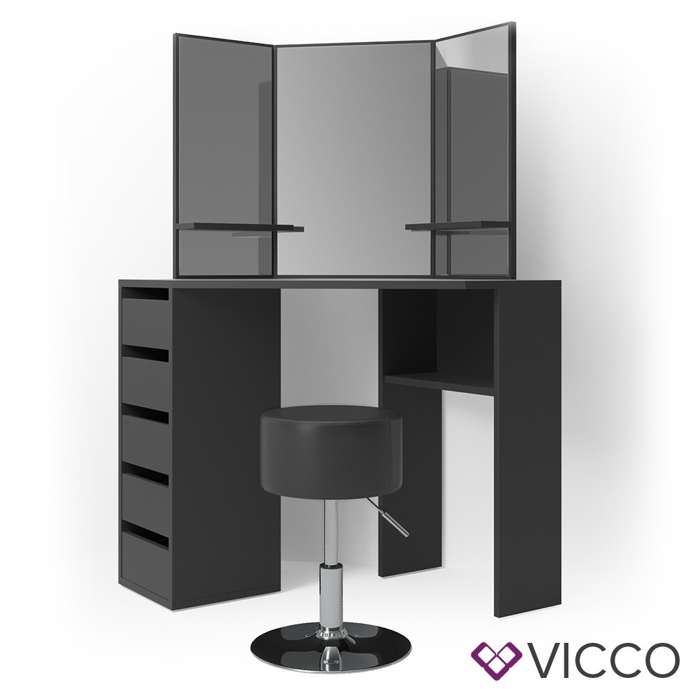 

Угловой трельяж Vicco Arielle со стулом, черный