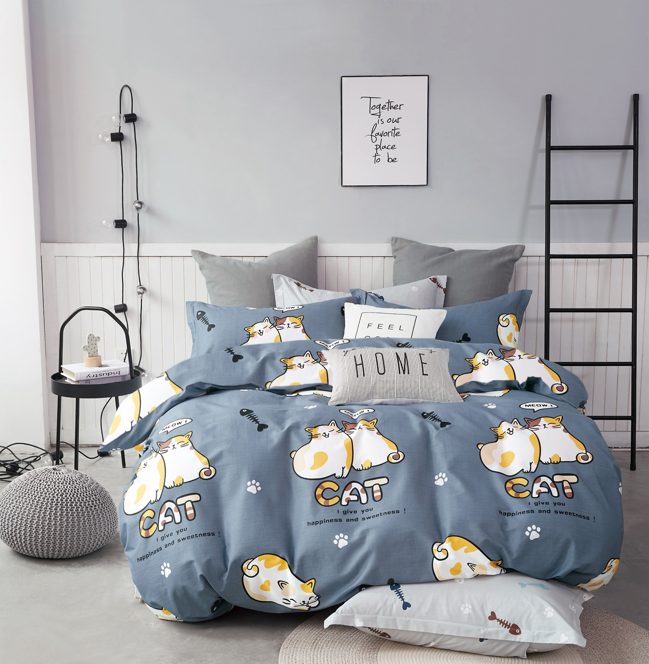 

Постельное белье Zastelli Cats on Blue бязь евро 200Х220