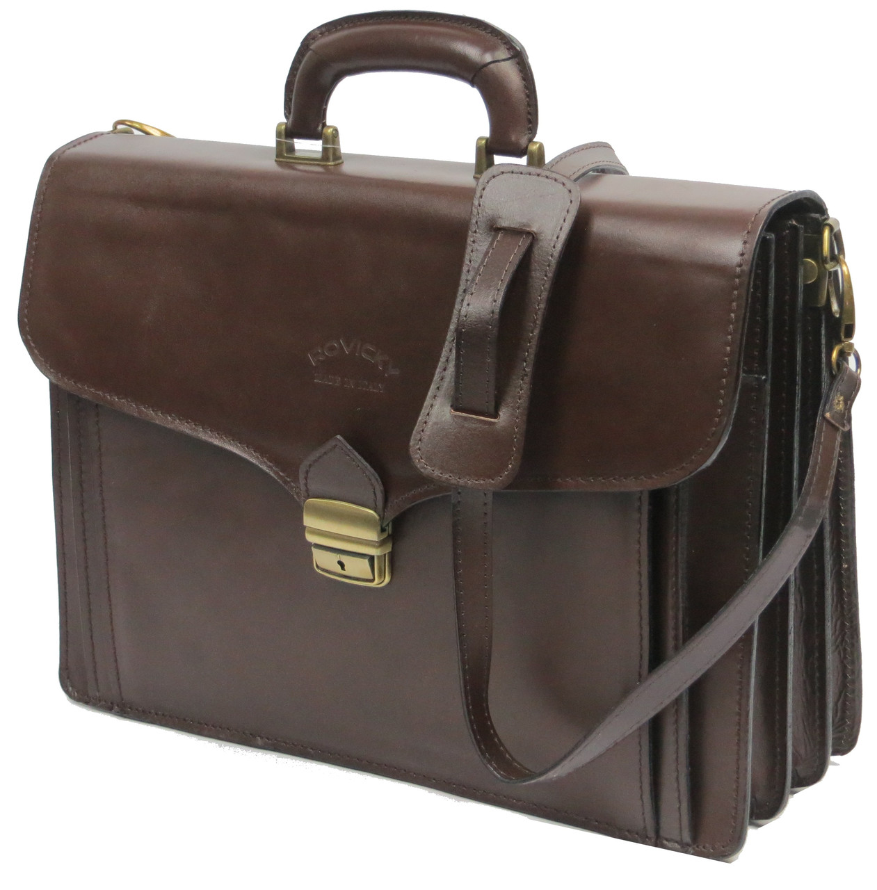 

Мужской кожаный портфель 40х29х14 см Rovicky Коричневый