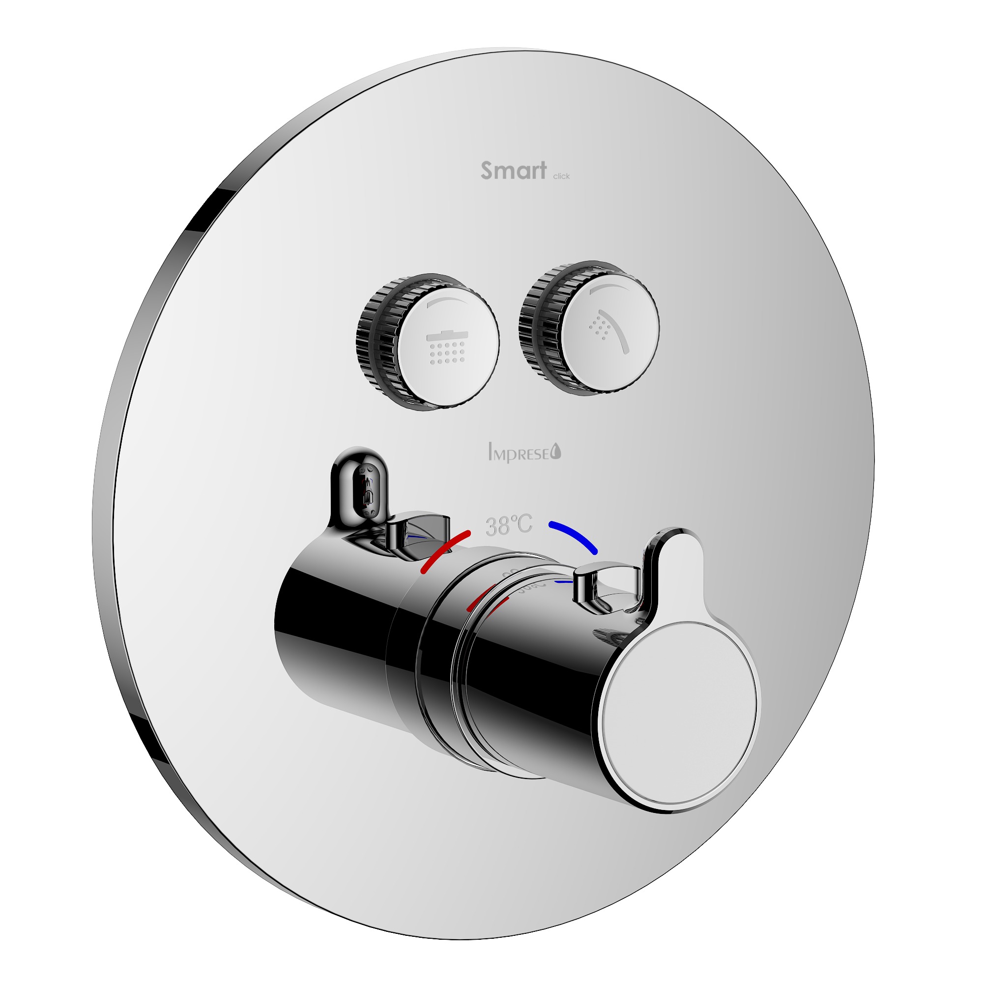 

Cмеситель скрытого монтажа термостатный с переключателем на 2 канала IMPRESE SMART CLICK хром латунь 190мм ZMK101901237