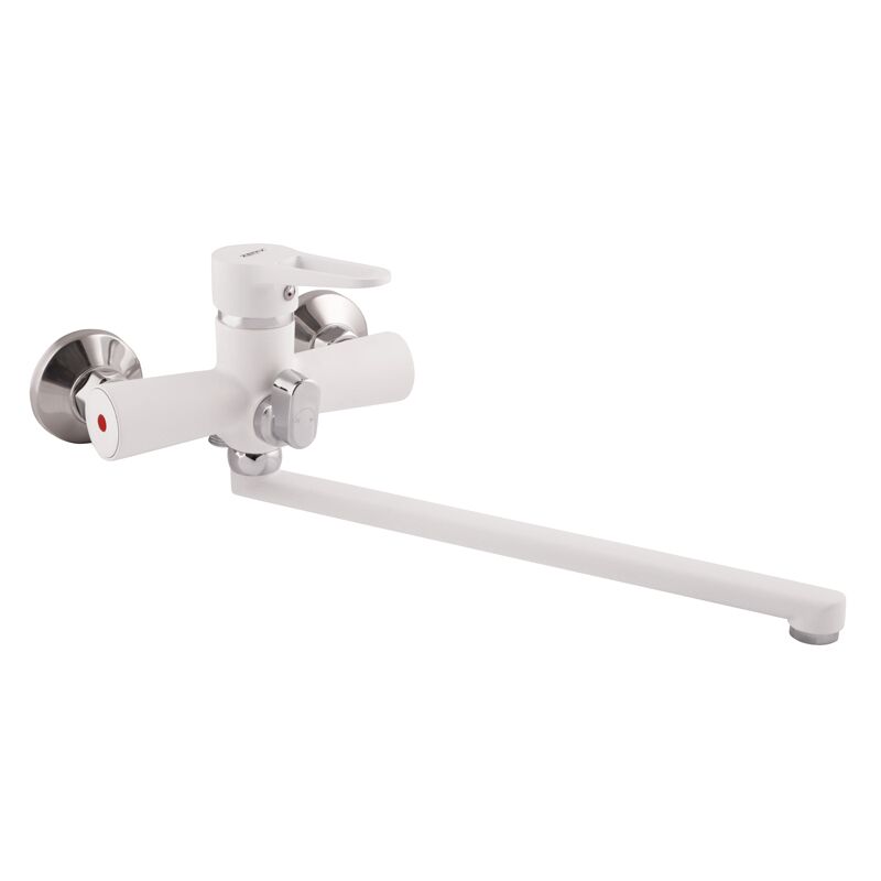 

Cмеситель для ванны однорычажный с длинным изливом WEZER белый силумин PUD7-045-WHITE