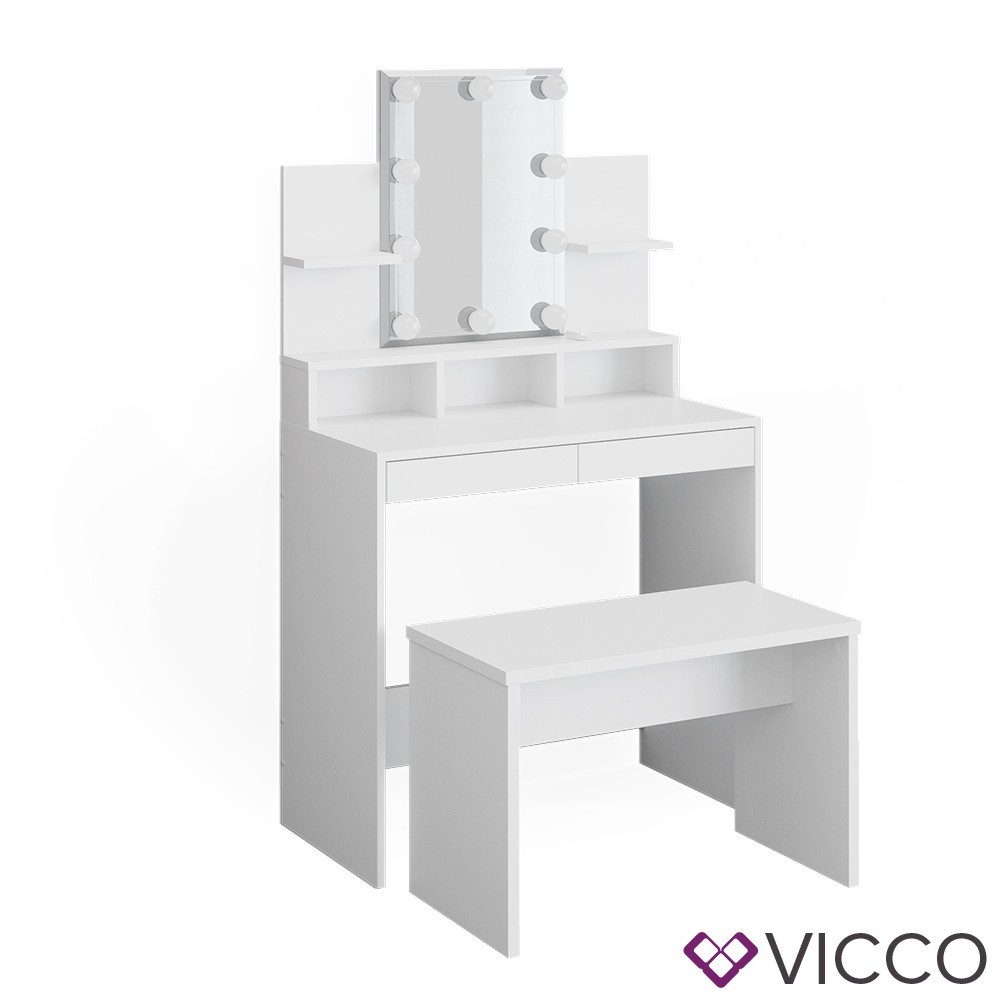 

Туалетный столик Vicco Ania с подсветкой и скамейкой, белый