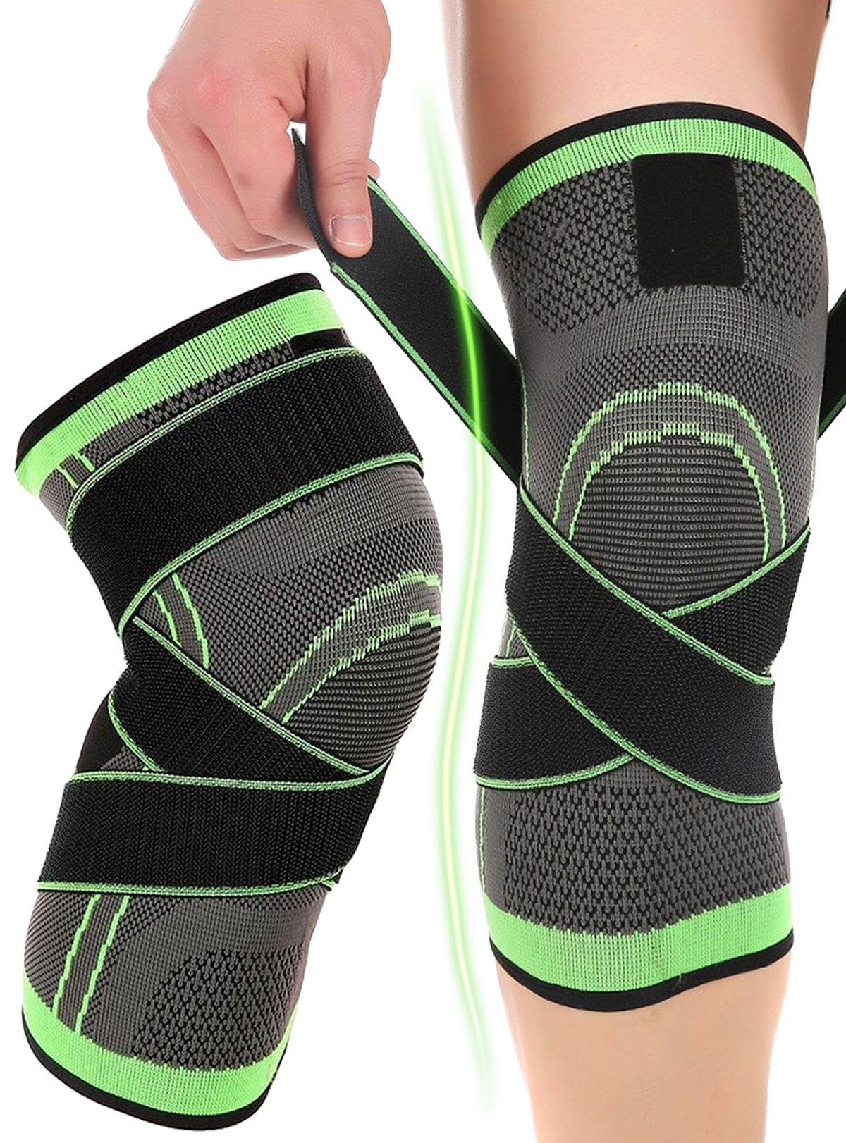 

Наколенник Бандаж коленного сустава Knee Support Copper Черно-зелёный фиксатор колена Компрессионный от травм растяжений