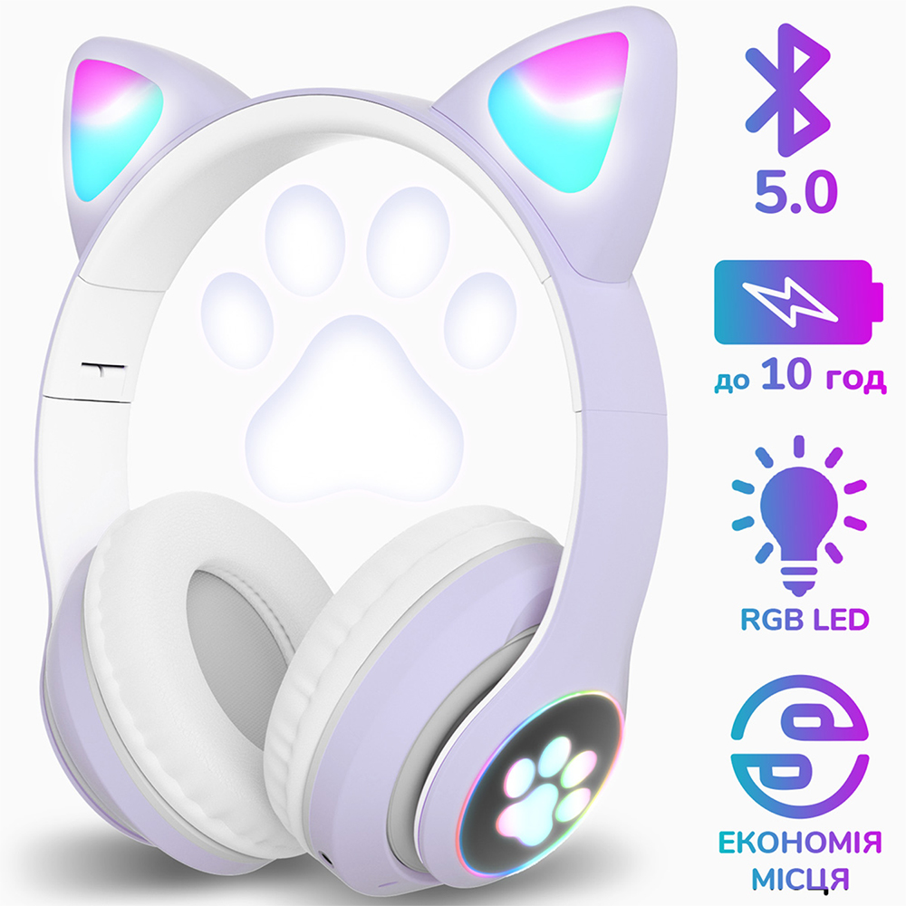Наушники с кошачьими ушками Беспроводные Wireless headphones Cat ear ...