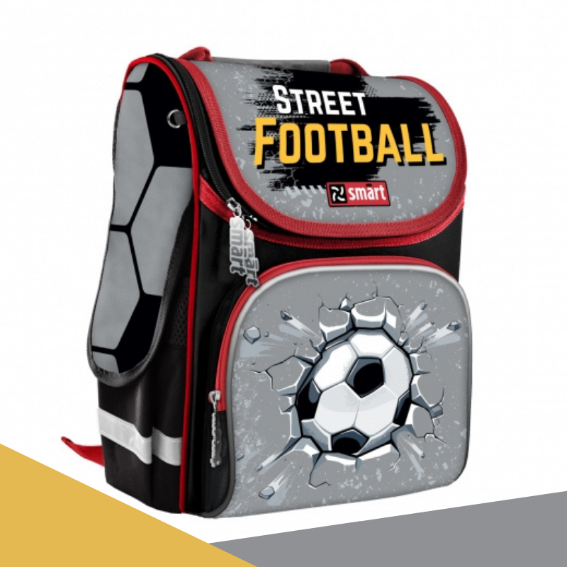 

Школьный рюкзак каркасный ортопедический для 1-4 класса Smart PG-11 Football Серый (559017)