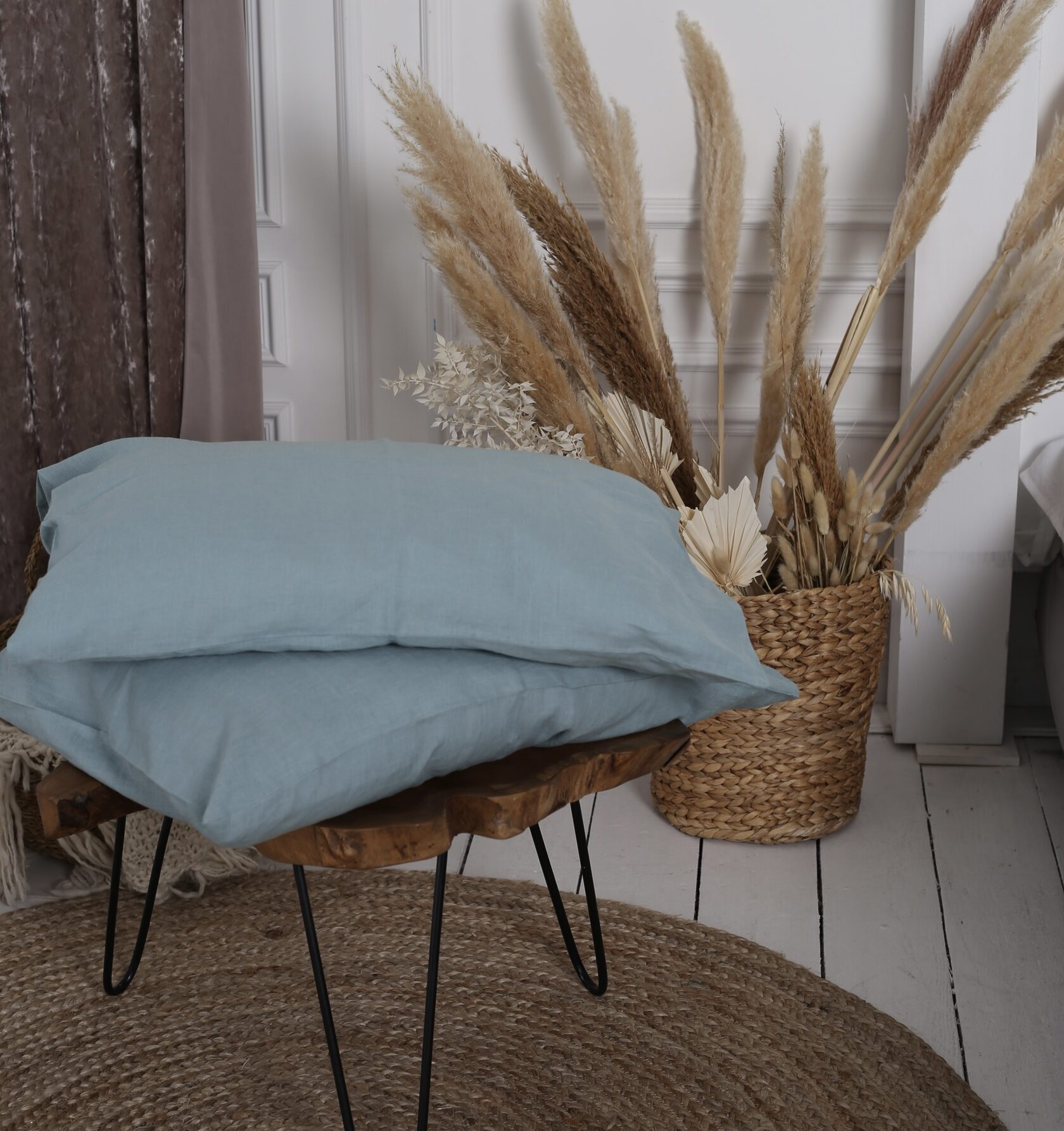 

Крафтова наволочка Luxury Linen на блискавці льон 50*75 см 2шт Carribean
