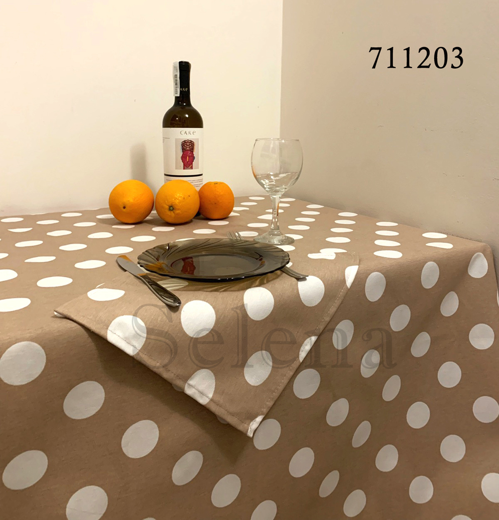 

Скатерть Selena Горошек кофейный с тефлоновой пропиткой 711203 350х180 см