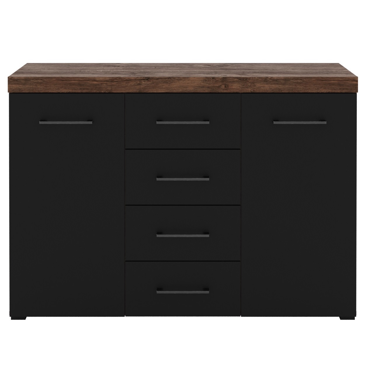 

Комод в гостиную, прихожую, спальню из ДСП KOM2D4S/135 Блэквуд 1350х400х950 дуб техас/черный Gerbor