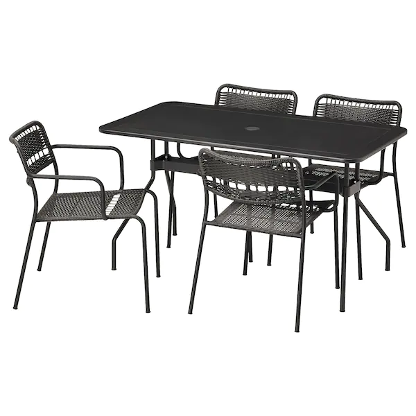 

Стіл і 4 стільці VIHOLMEN/LACKO IKEA 394.783.88 темно-сірий