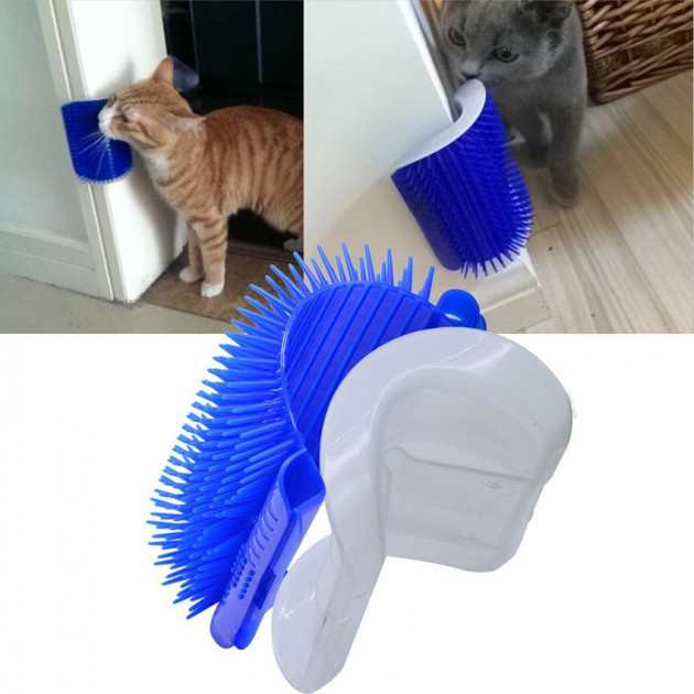 

Массажная щетка чесалка угловая Catit Self Groomer для кошек + Кошачья мята! Синяя