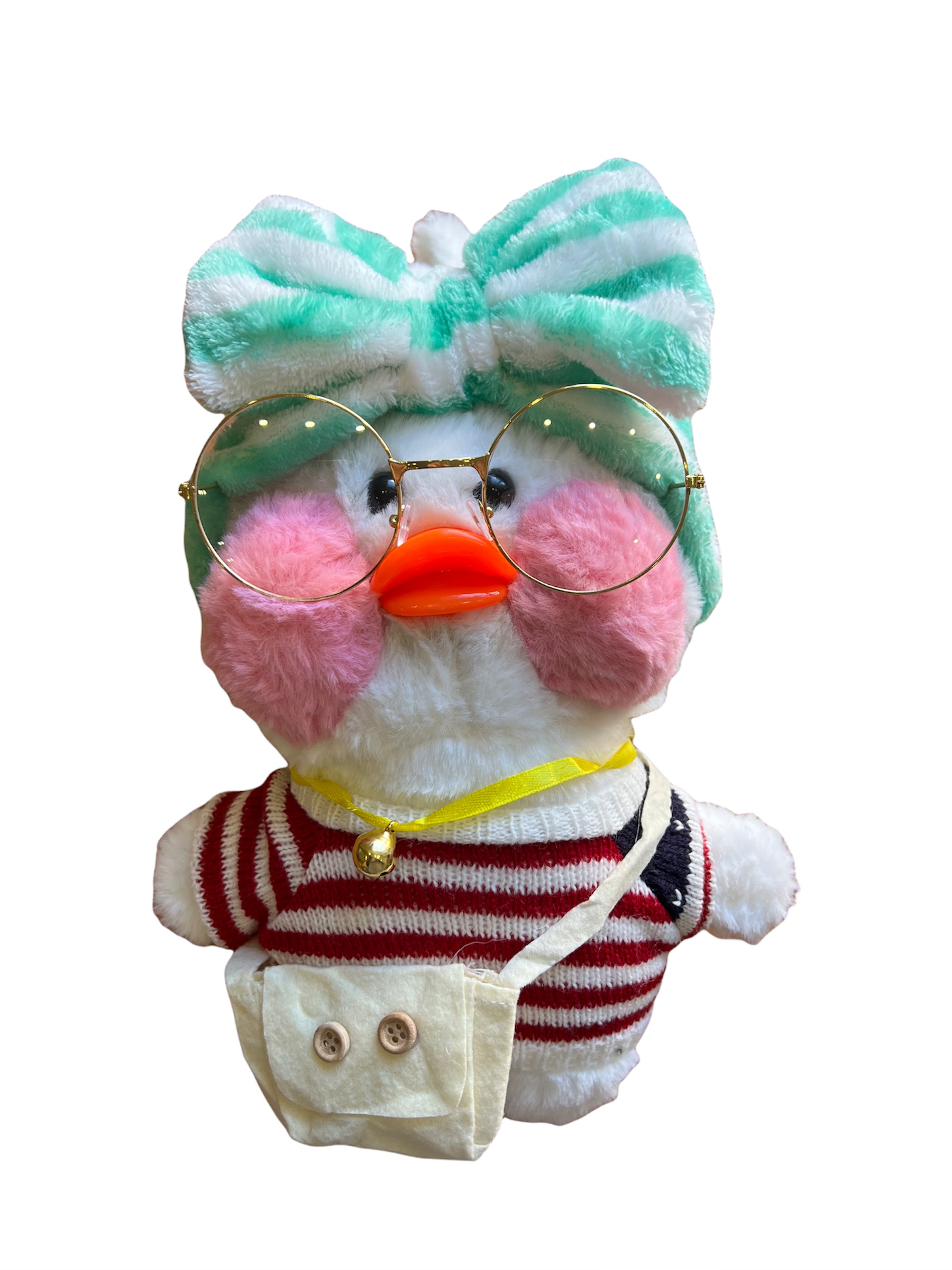 

Новомодная мягкая игрушка утка Лалафанфан LaLafanfan 30 см stripe