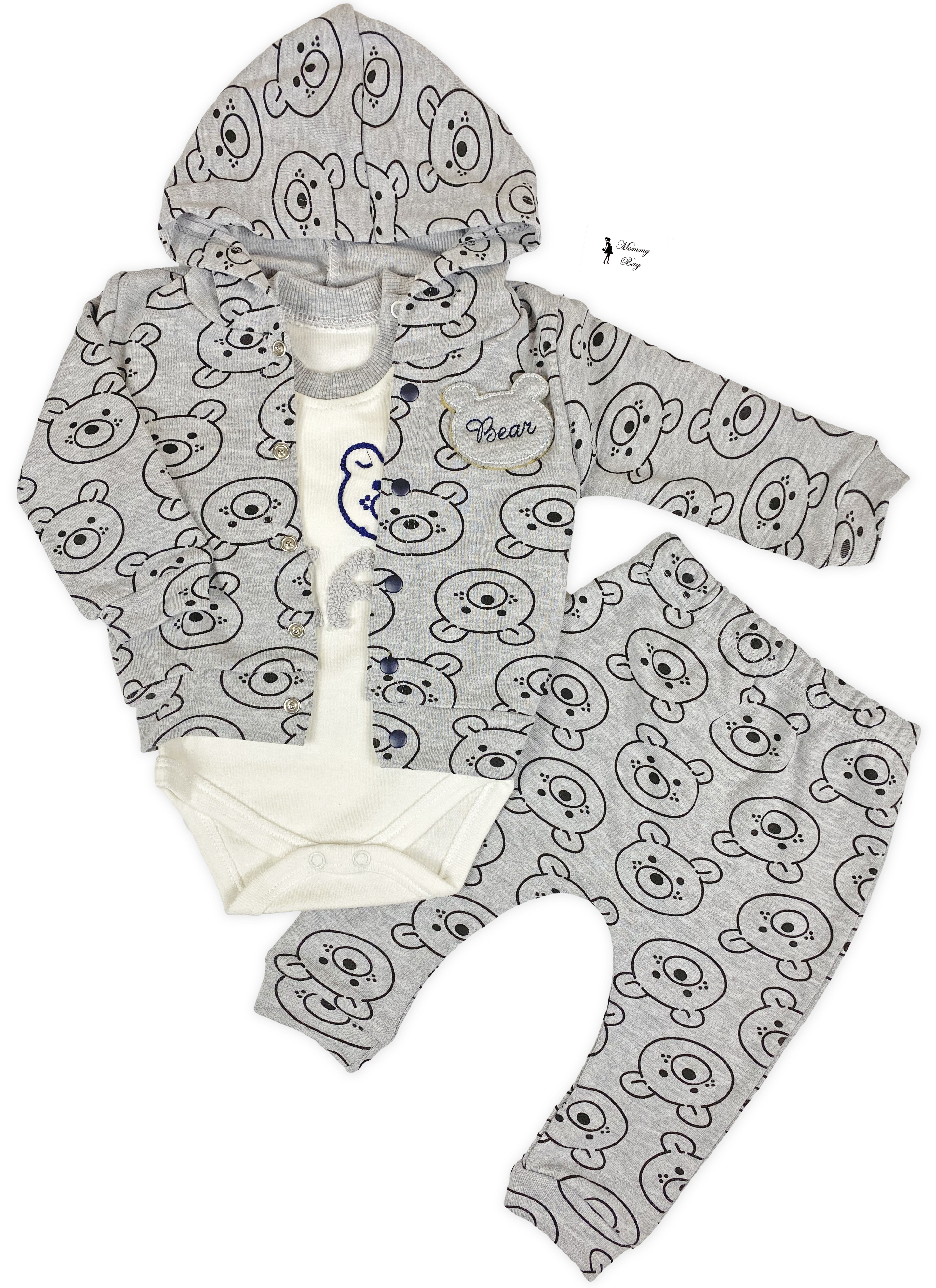 

Костюм 3 ед. RoyalBaby Мишка Серый 68 (3-9 мес)