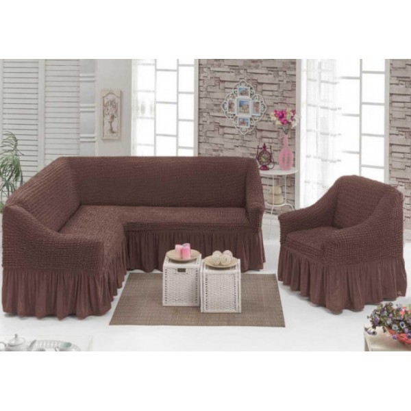 

Чехлы на угловой диван и кресло Home Collection Evibu Турция Кофейный (NUK-11412)