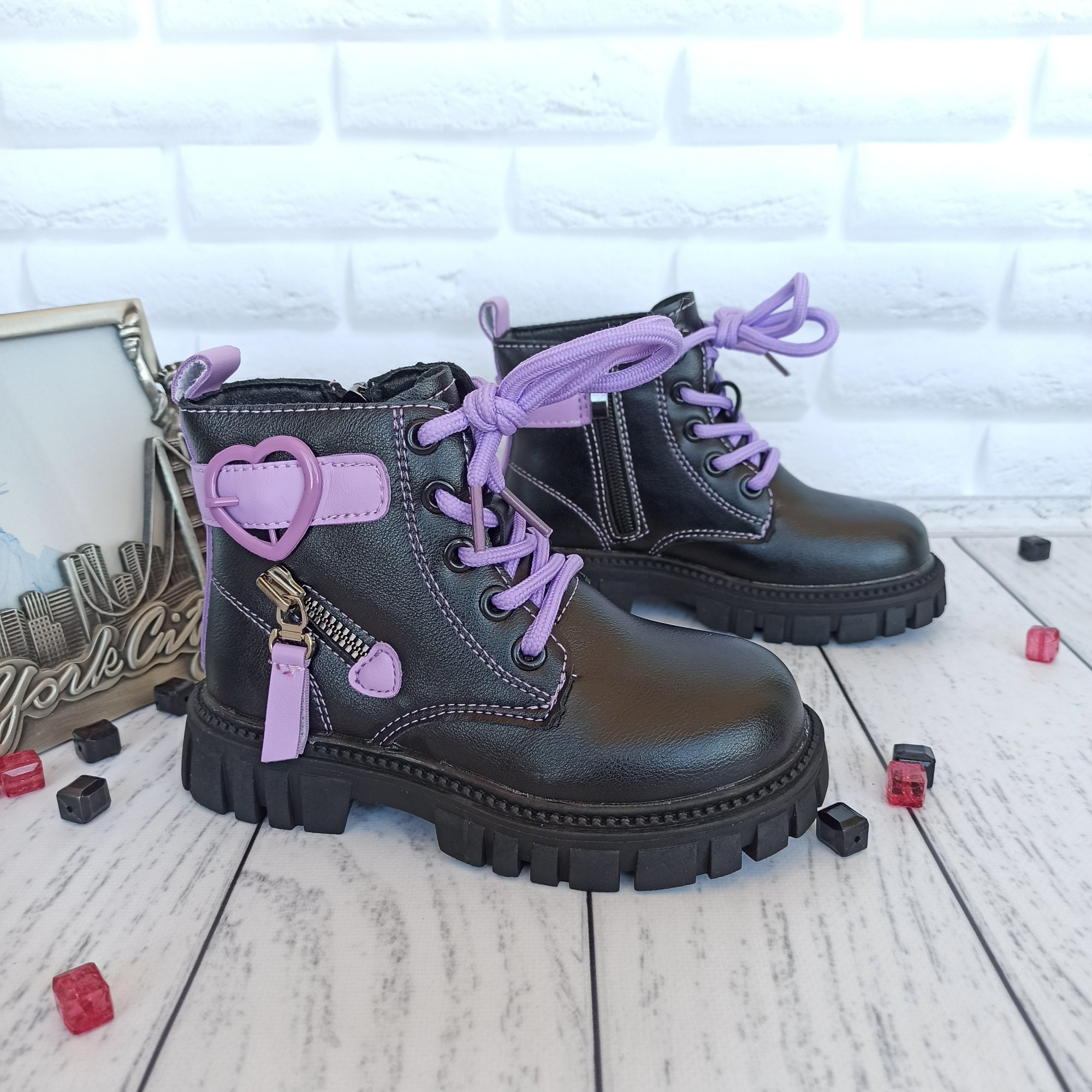 

Ботинки для девочки демисезонные Леопард A005 black-violet 29=17.2см черный с фиолетовым