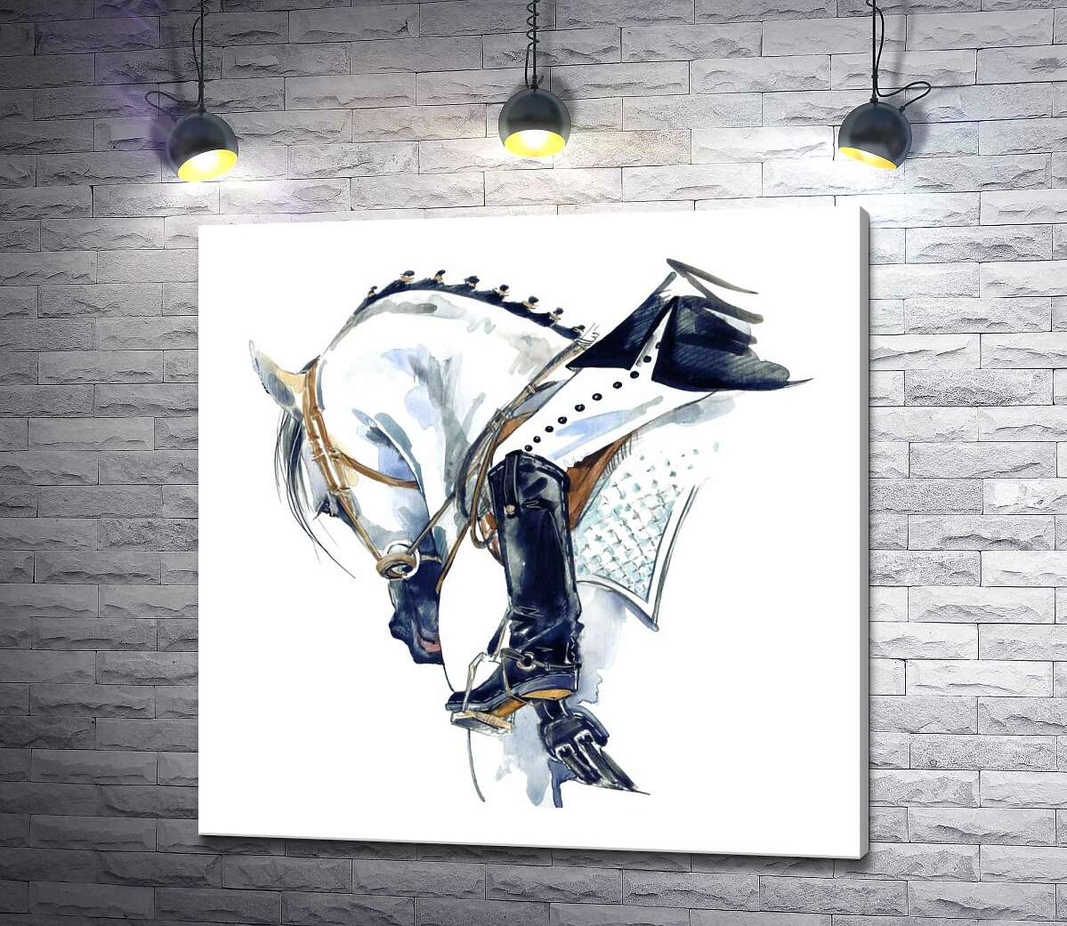 

Картина ArtPoster Силуэт белого коня со всадником 100x100 см Модуль №1
