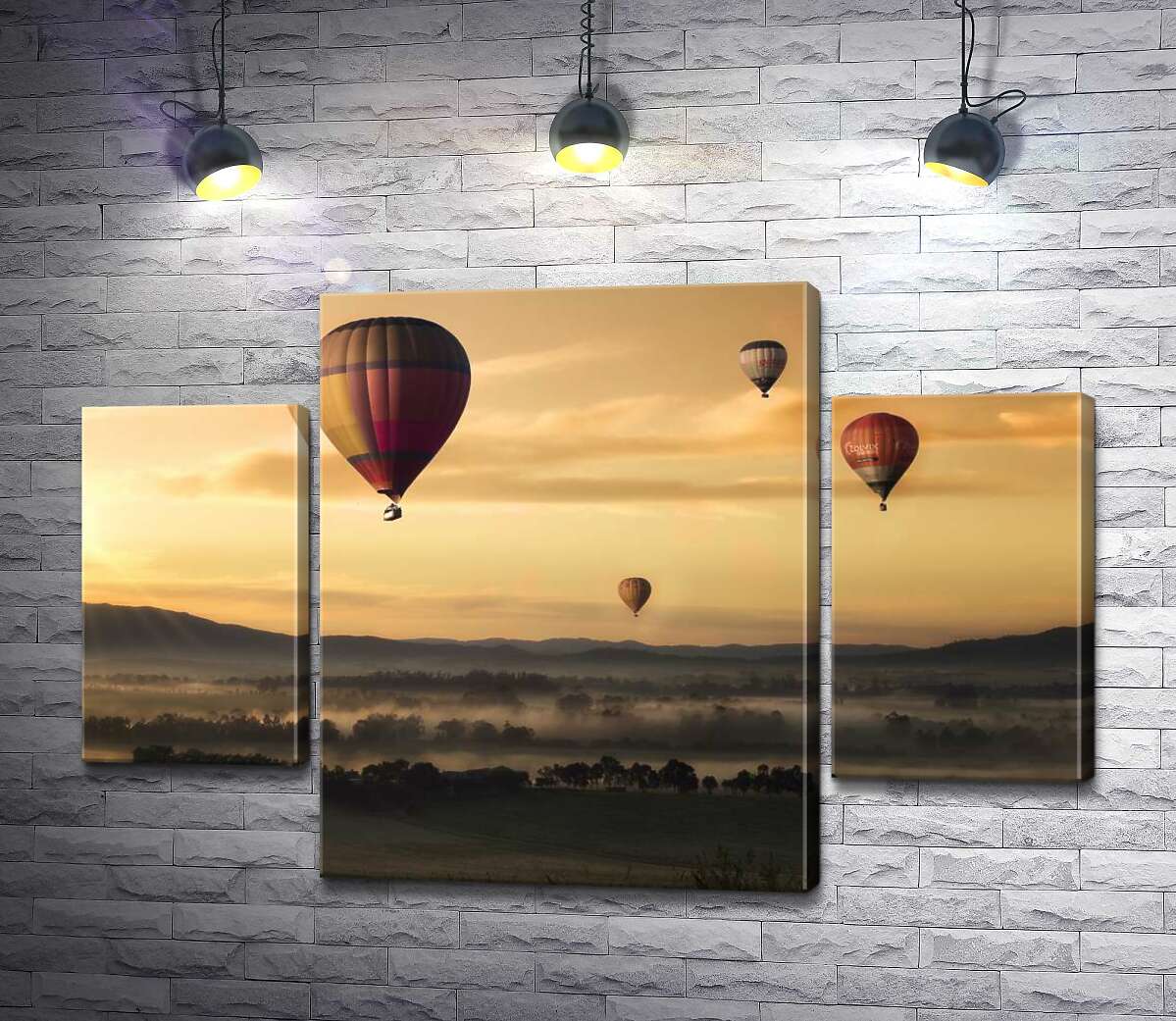 

Модульная картина ArtPoster Воздушные шары встречают утро над туманной равниной 80x54 см Модуль №7
