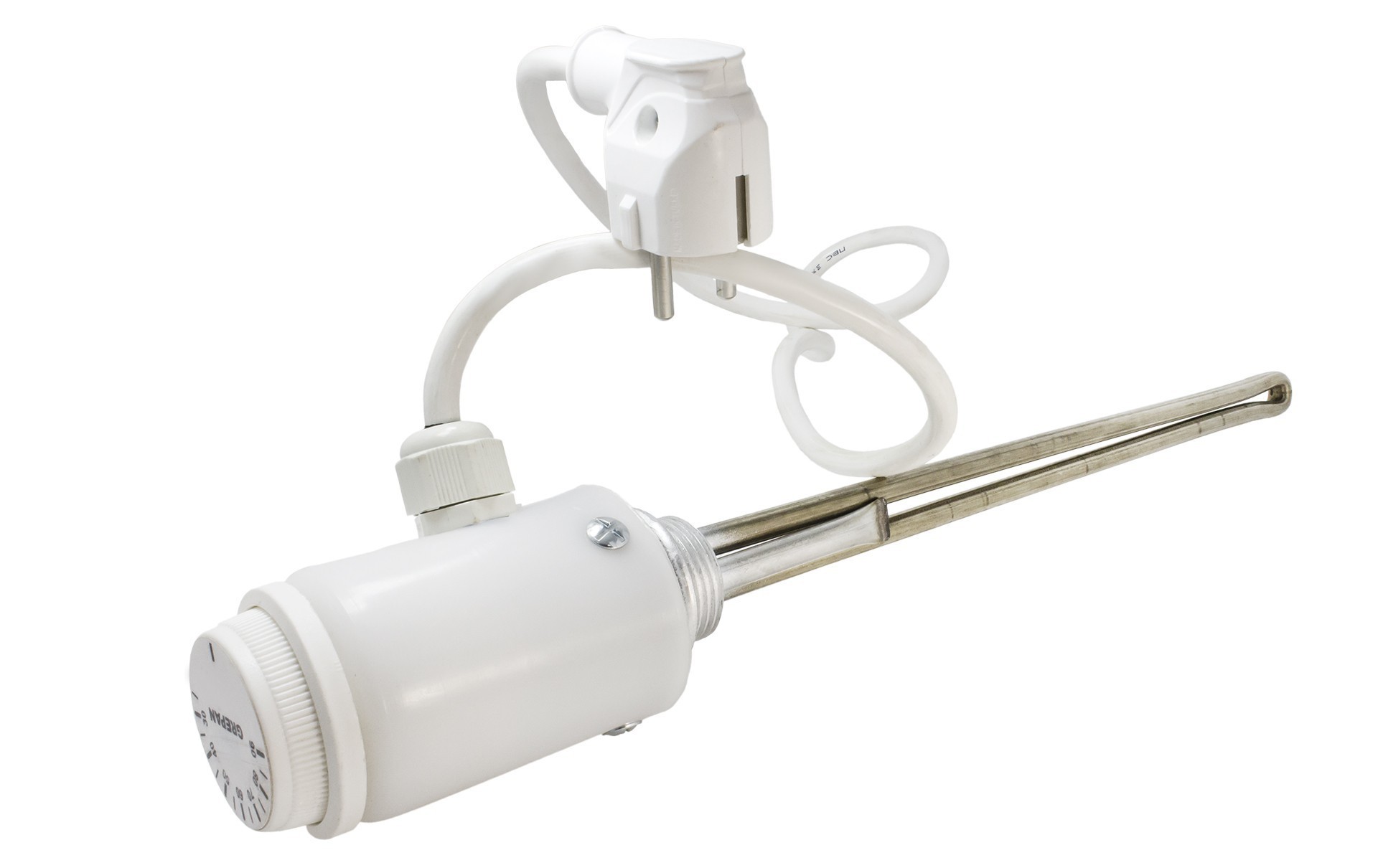 

ТЭН для алюминиевого радиатора с мех.термодатчиком 1" Grepan 700W 220V L=32см Резьба 1" (левая и правая) нержавейка (bat028)