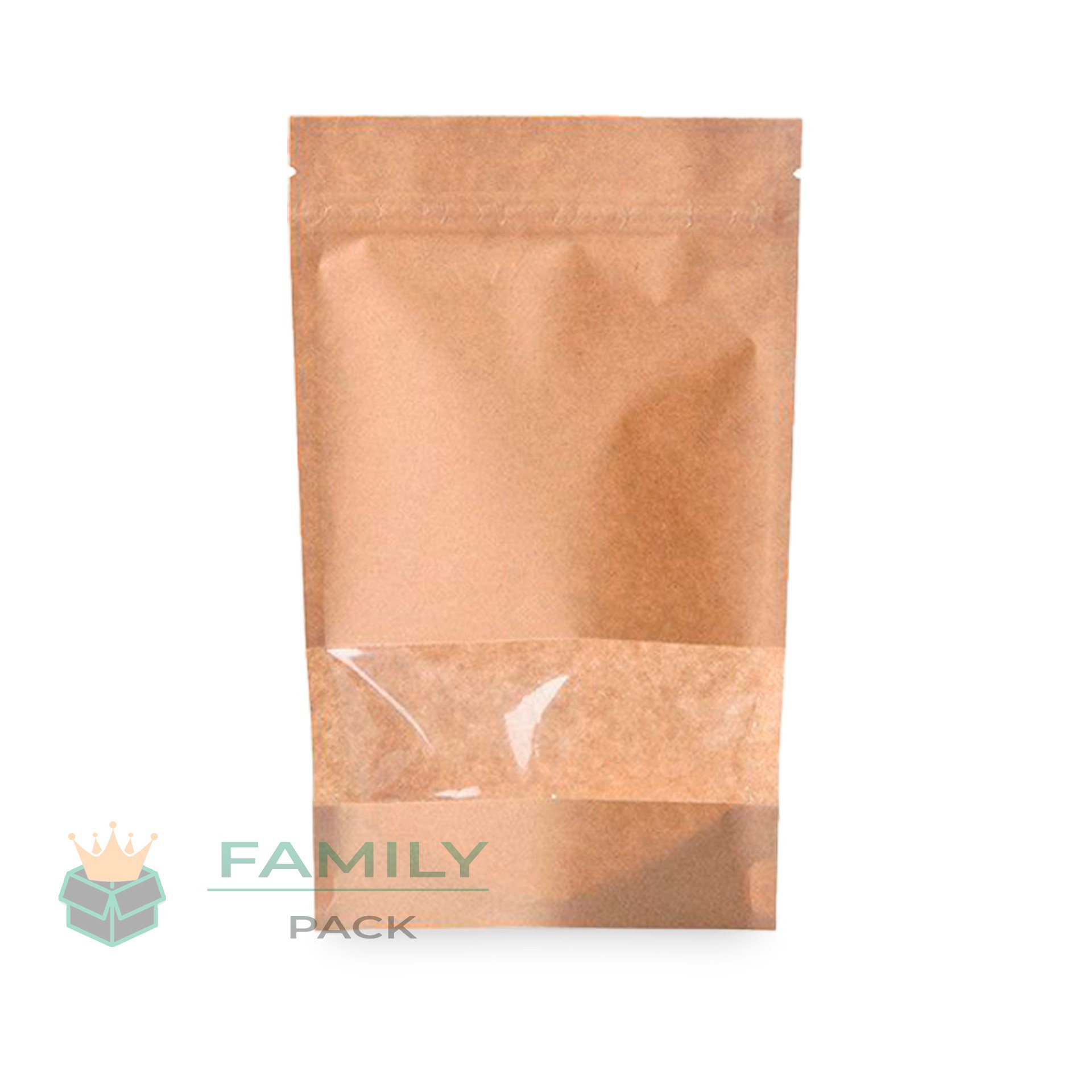 

Пакет дой-пак 500 г 18х28 см 100 шт крафт с прозрачным окном Dmytropack