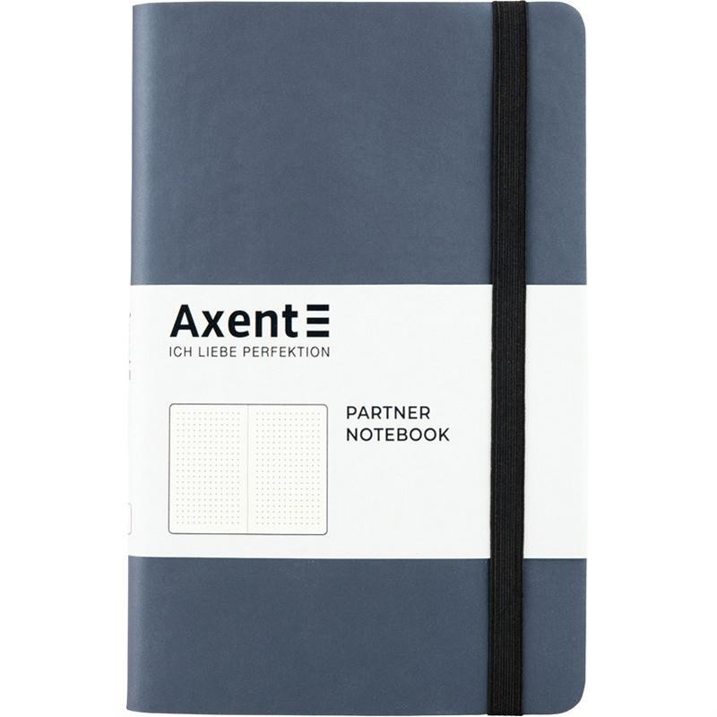 

Книга записная Partner Soft 125х195мм 96л в точку мягкая обложка из термо PU серебристо-синяя Axent