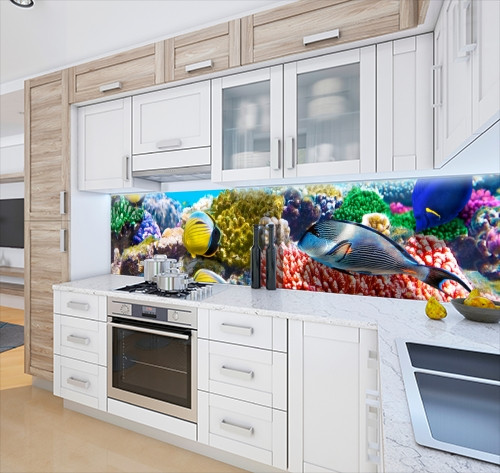 

Кухонный фартук на самоклеящейся пленке 65 x 300 см с фотопечатью, Тропический риф с защитной ламинацией (БП-s_an126)